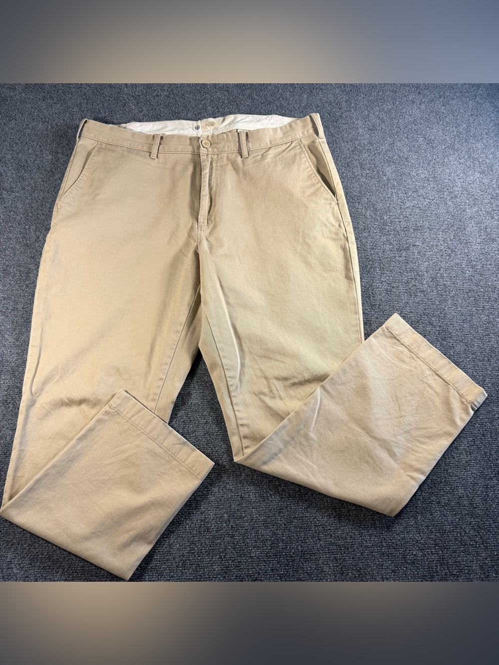 Vintage J.Crew Men's Classic Tan Flat Chino Pants 38x32 100% Cotton
